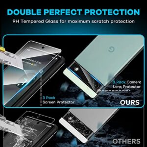AACL [3+3 Pack Pixel 6a Screen Protector Tempered Glass for Google Pixel 6a 5G 6.1'' [2022] - Screen Protector for Pixel 6a with Camera Lens Protector - [Fingerprint Compatible][Alignment Tool]