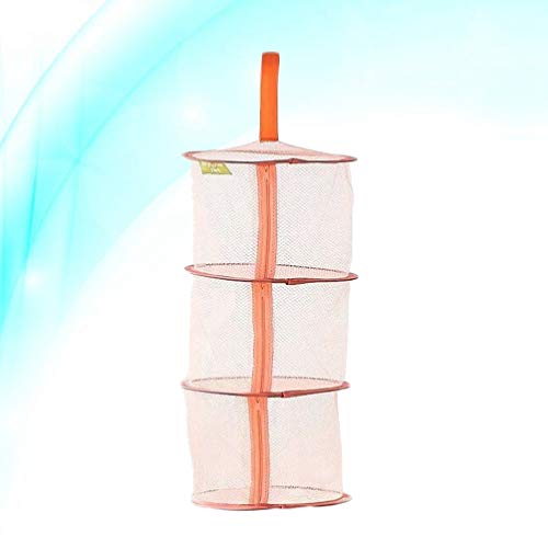 Zerodeko Laundry Drying Rack Collapsible Folding Mesh Hanging Basket Dryer Net 3 Layer Drying Rack Windproof Collapsible Underwear Bra Drying Rack Plant Dryer Net Hanging Baskets