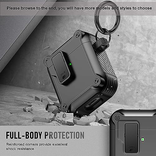 Valkit for Apple AirPods 2nd Generation Case with Secure Lock Clip, Hard Shell AirPod 1st Case Cover with Keychain for Men Women AirPod 2 Protective Wireless Charging Case for AirPods 2 & 1, Black