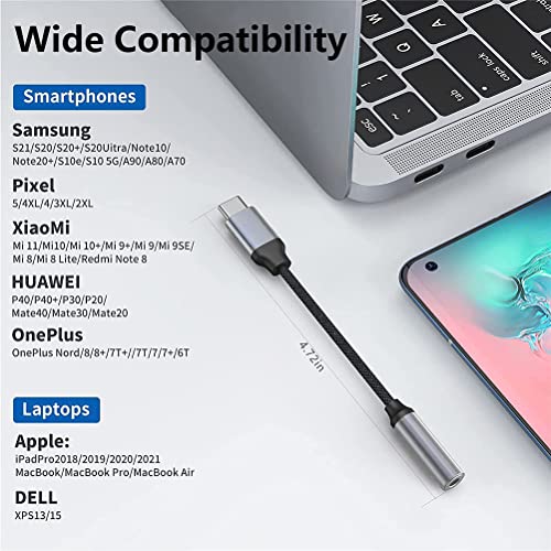 USB c to 3.5mm Audio Adapter, USB c Headphone Adapter USB c dongle Converter for  Pixel 5 4 3 2 XL, Samsung Galaxy S21 S20 Ultra S20+ Note 20 10 S10 S9 Plus for iPad Pro