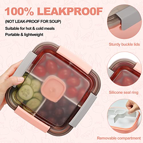 2 Pack Salad Lunch Container To Go,Large BPA-Free Salad Container,52 Oz Salad Bowl,3 Compartment Tray with Dressing Container,Leak Proof Salad Lunch Box Bento Box with Smart Lock for Lunch Food Snack…