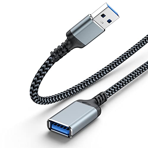 DteeDck USB 3.0 Extension Cable 6.6ft, USB A Extension Cord Braided Extender, USB to USB Extender Cable Male to Female 5Gbps Fast Data Transfer for USB Keyboard Mouse Flash Drive Hard Drive