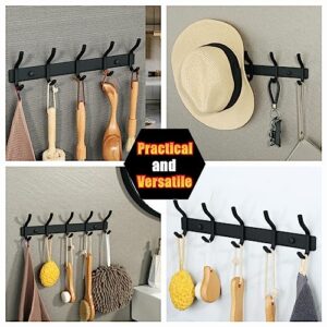 Alise Coat Rack Wall Mount,Coat Hanger Rail with 5 Double Coat Hooks for Hanging Coats Bathroom,SUS304 Stainless Steel Towel Hanger Hook Racks for Purse Clothes Entryway Jacket Hats Towels,Black