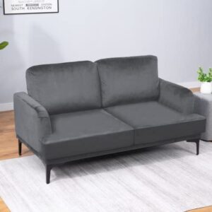 BALUS 52.76" W Velvet Sofa Couch/Mid Century Modern Loveseat Couches for Living Room&Upholstered Small Couch for Small Spaces/Bedroom/Apartment/Easy Assembly(Loveseat,Velvet Grey)