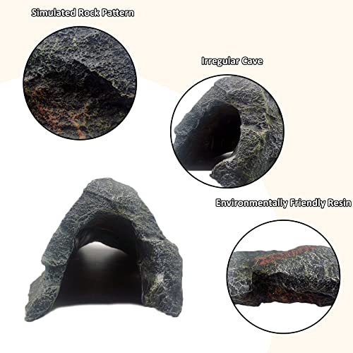 BNOSDM Reptile Hides Large Rock Aquarium Habitat Decor Rock Terrarium Habitat Decor Ornament Shelter for Snake Geckos Lizards Bearded Dragon Turtle Frogs Spiders Amphibians