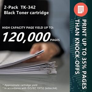 TK-342 （TK342） Black Toner Cartridge Replacement for Kyocera 1102J02US0 FS-2020DN Toner for use in FS-2020D FS-2020DN Toner Kit Printer (2-Pack,Black)