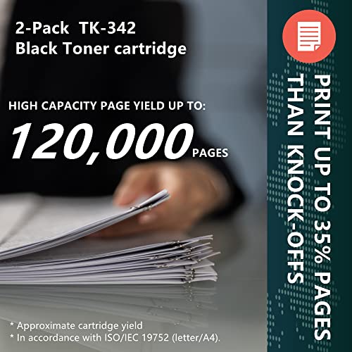 TK-342 （TK342） Black Toner Cartridge Replacement for Kyocera 1102J02US0 FS-2020DN Toner for use in FS-2020D FS-2020DN Toner Kit Printer (2-Pack,Black)