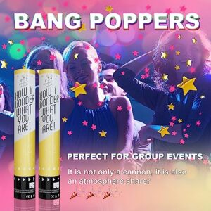 Workkeep Gender Reveal Confetti Powder Cannon - Set of 4 - Pink Only for Baby Girl with Pink Confetti Cannon Smoke Bombs, Gender Reveal Poppers with Gender Reveal Decorations Party Poppers