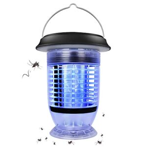 aimoxa self-cleaning solar bug zapper outdoor, automatic on/off mosquito zapper, rechargeable solar lantern, waterproof insect fly traps, electric fly zapper for outdoor and indoor