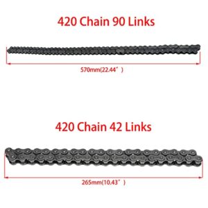 YOXUFA 420 Chain 42Links and 90Links Front Rear Drive Chain for Coleman CT200U CT200U-EX BT200X Baja Warrior Trailmaster MB165 MB200 212cc 196cc 200cc 6.5hp Powersport Mini Bike Parts