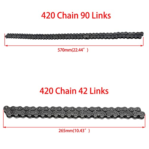 YOXUFA 420 Chain 42Links and 90Links Front Rear Drive Chain for Coleman CT200U CT200U-EX BT200X Baja Warrior Trailmaster MB165 MB200 212cc 196cc 200cc 6.5hp Powersport Mini Bike Parts