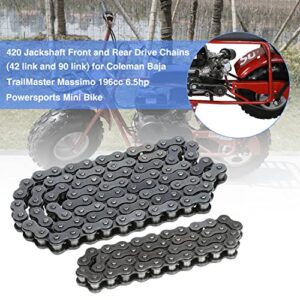 YOXUFA 420 Chain 42Links and 90Links Front Rear Drive Chain for Coleman CT200U CT200U-EX BT200X Baja Warrior Trailmaster MB165 MB200 212cc 196cc 200cc 6.5hp Powersport Mini Bike Parts