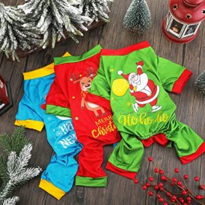 3 Pieces Christmas Dog Pajamas Dog Jumpsuit Pet Christmas Pajamas Clothes Holiday Dog Bodysuit Dog Puppy Rompers Bodysuit Santa Claus Snowman Elk Dog Apparel Jumpsuit for Pet Puppy Dog Cat (Medium)