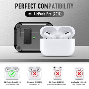 Valkit for Apple Airpods Pro Case Cover with Secure Lock Clip Carbon Fiber Hard Shell AirPod Pro Case with Keychain for Men Women Cool Air Pod Pro Shockproof Protective Case for AirPods Pro 2019,Black