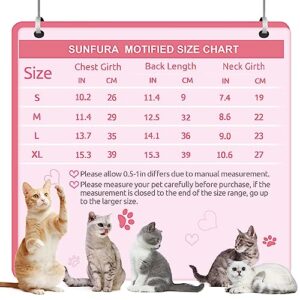 SUNFURA Turtleneck Sweater Coat for Cat, Kitten Fleece Winter Pullover Vest Cat Cozy Soft Pajamas with Sleeves for Puppy Cats, Pet Warm and Jumpsuit Apparel for Cold Weather, Pink XL