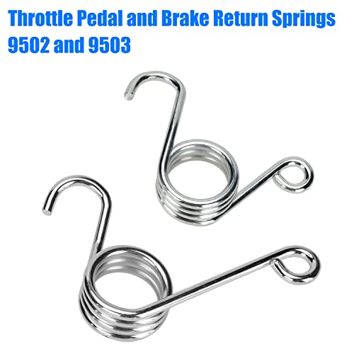 YOXUFA Throttle Pedal and Brake Return Springs 9502 and 9503 for Manco Dingo American Sportworks Go Kart Cart UTV Silver Parts