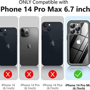 Temdan for iPhone 14 Pro Max Case Waterproof,Built-in 9H Tempered Glass Screen Protector [IP68 Underwater][14FT Military Dropproof][Dustproof][Real 360] Full Body Shockproof Phone Case-Black/Clear