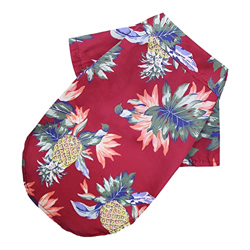 Pet Summer T Shirts Hawaii Style Floral Dog Shirt Hawaiian Printed Pet T Shirts Breathable Cool Clothes Beach Seaside Puppy Shirt Sweatshirt for Small Puppy Dog Close for Girls (Red, XS)