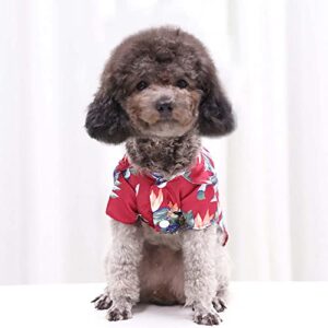 Pet Summer T Shirts Hawaii Style Floral Dog Shirt Hawaiian Printed Pet T Shirts Breathable Cool Clothes Beach Seaside Puppy Shirt Sweatshirt for Small Puppy Dog Close for Girls (Red, XS)