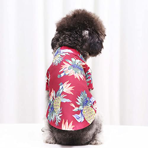 Pet Summer T Shirts Hawaii Style Floral Dog Shirt Hawaiian Printed Pet T Shirts Breathable Cool Clothes Beach Seaside Puppy Shirt Sweatshirt for Small Puppy Dog Close for Girls (Red, XS)