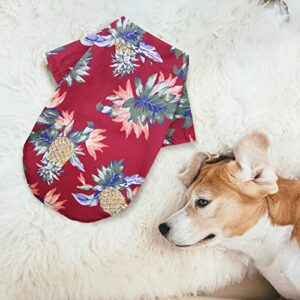 Pet Summer T Shirts Hawaii Style Floral Dog Shirt Hawaiian Printed Pet T Shirts Breathable Cool Clothes Beach Seaside Puppy Shirt Sweatshirt for Small Puppy Dog Close for Girls (Red, XS)