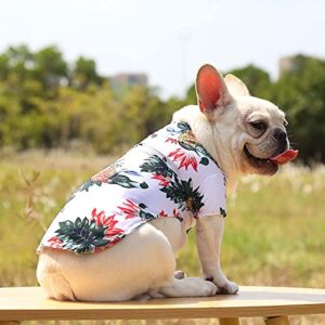 Pet Summer T Shirts Hawaii Style Floral Dog Shirt Hawaiian Printed Pet T Shirts Breathable Cool Clothes Beach Seaside Puppy Shirt Sweatshirt for Small Puppy Dog Fleece Pink (White, XL)