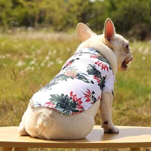 Pet Summer T Shirts Hawaii Style Floral Dog Shirt Hawaiian Printed Pet T Shirts Breathable Cool Clothes Beach Seaside Puppy Shirt Sweatshirt for Small Puppy Dog Fleece Pink (White, XL)