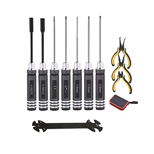 11 in 1 Professional Multi RC Tools Kits Box Set Hex Driver Allen Keys Screwdriver Pliers Wrench Repair for Rc Car DJI Drone Traxxas Boat Quadcopter Helicopter