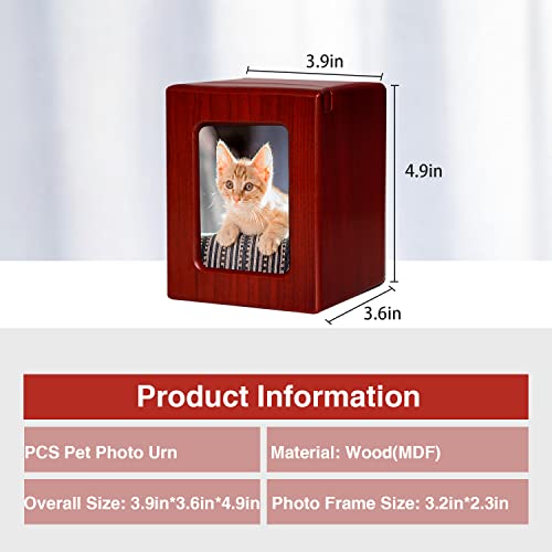 PCS Pet Urns for Cats, Cat Photo Urn, Pet Cremation Box, Cat Urn for Ashes, Urns for Cat Ashes Red-Small