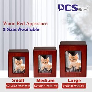 PCS Pet Urns for Cats, Cat Photo Urn, Pet Cremation Box, Cat Urn for Ashes, Urns for Cat Ashes Red-Small