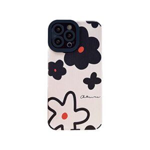 phone case compaitble with iphone 13 pro max cover fashion cute flower pattern design silicone protective cases for apple iphone 13 pro max - white