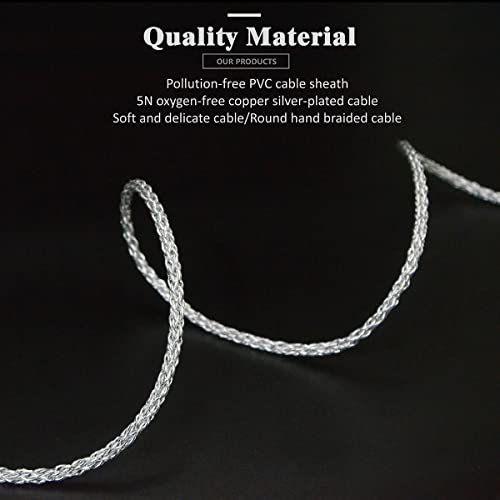 GUCraftsman 5N OFC Silver Plating+Graphene Mixed Braid Earphone Replacement Cables for AKG N30 N40 N5005 (3.5mm Stereo Plug)
