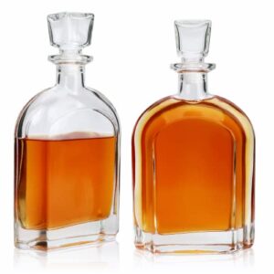 salzesfalls whiskey decanter with glass stopper-whiskey glass bottle with airtight geometric stopper for wine, bourbon, brandy, liquor, tequila, liquor decanter for men.（2 pack）
