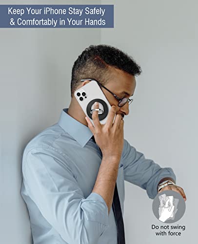 B-Land Lazy Gooseneck Cell Phone Holder for Bed Hands, Magnetic Phone Ring Holder for MagSafe,Adjustable Kickstand Finger Ring Grip