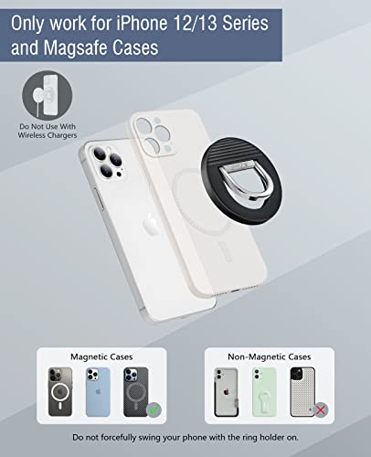 B-Land Lazy Gooseneck Cell Phone Holder for Bed Hands, Magnetic Phone Ring Holder for MagSafe,Adjustable Kickstand Finger Ring Grip