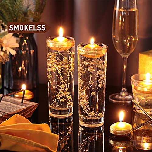 40 Pieces Unscented Floating Candles Small Floating Candles 1 x 1.8 Inches Smooth Wax Gold Floating Candles Round Long Lasting Tea Lights Candles for Pool Wedding Bathtub Dinner Home Favors