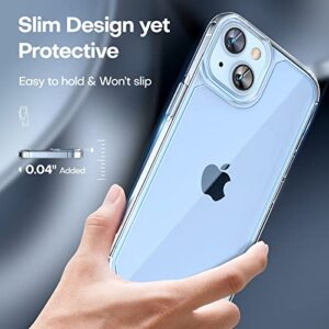 TAURI 5 in 1 Designed for iPhone 14 Case Clear, [Not Yellowing] with 2X Screen Protectors + 2X Camera Lens Protectors, [Military Grade Drop Protection] Shockproof Slim 14 Cover 6.1 Inch