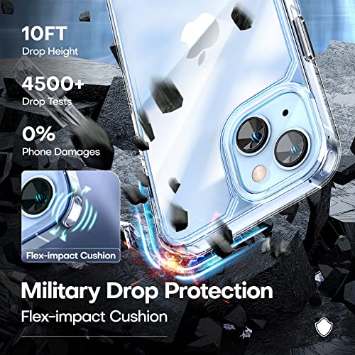 TAURI 5 in 1 Designed for iPhone 14 Case Clear, [Not Yellowing] with 2X Screen Protectors + 2X Camera Lens Protectors, [Military Grade Drop Protection] Shockproof Slim 14 Cover 6.1 Inch