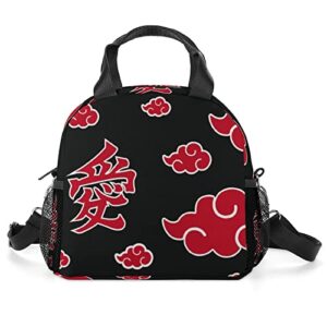 yskycaps love red cloud anime insulated lunch bag reusable lunch box for kids handbag with adjustable shoulder strap warmer cooler for school office hiking, 25.5x22.5x16.5cm(10x8.9x6.5inch)