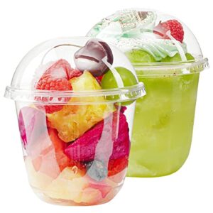 partymars [50 set] 10oz ice cream cups with dome lids - for ice cream cups, snack bowl, yogurt con granola and take away food container and desserts