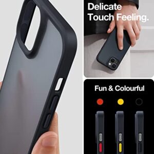 TORRAS Shockproof Designed for iPhone 14 Plus Case [Military Grade Drop Tested] Shockproof Protective Black Hard Back Slim Translucent Case for iPhone 14 Plus 6.7 Inch, Frosted Black-Guardian Series