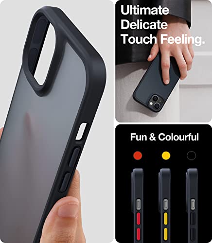 TORRAS Shockproof Designed for iPhone 14 Plus Case [Military Grade Drop Tested] Shockproof Protective Black Hard Back Slim Translucent Case for iPhone 14 Plus 6.7 Inch, Frosted Black-Guardian Series