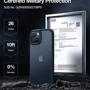 TORRAS Shockproof Designed for iPhone 14 Plus Case [Military Grade Drop Tested] Shockproof Protective Black Hard Back Slim Translucent Case for iPhone 14 Plus 6.7 Inch, Frosted Black-Guardian Series