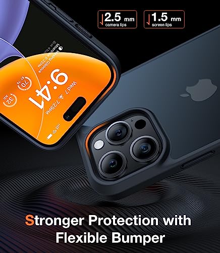 TORRAS 𝗨𝗽𝗴𝗿𝗮𝗱𝗲𝗱 Shockproof iPhone 14 Pro Max Case, Military Grade Drop Protection, Silicone iPhone 14 Pro Max Case, Slim Thin Semi-Clear iPhone 14 Pro Max Phone Case, Black-Guardian Series