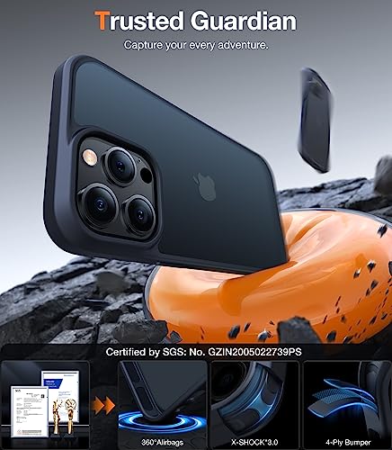 TORRAS 𝗨𝗽𝗴𝗿𝗮𝗱𝗲𝗱 Shockproof iPhone 14 Pro Max Case, Military Grade Drop Protection, Silicone iPhone 14 Pro Max Case, Slim Thin Semi-Clear iPhone 14 Pro Max Phone Case, Black-Guardian Series