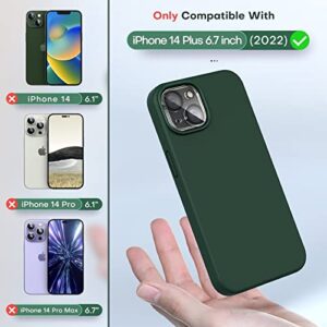 TOCOL 5 in 1 for iPhone 14 Plus Case, with 2X Screen Protector + 2X Camera Lens Protector, Liquid Silicone Phone Case for iPhone 14 Plus, Alpine Green