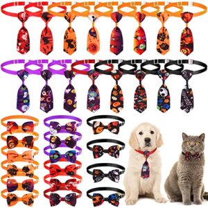 32 pieces halloween dog tie and bowtie collars set includes 16 dog neckties and 16 dog bow tie adjustable dog costume neckties and bow tiespet collars dog bow tie for small medium large dog cat pet