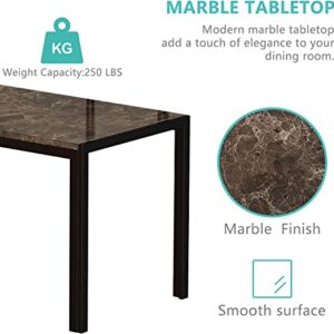 tantohom 5 Piece Faux Marble Dining Table Set- Space Saving Kitchen Table and Chairs for 4, Modern Style Table Set with 4 Leather Chairs and Perfect for Dining Room, Kitchen, Breakfast Corner
