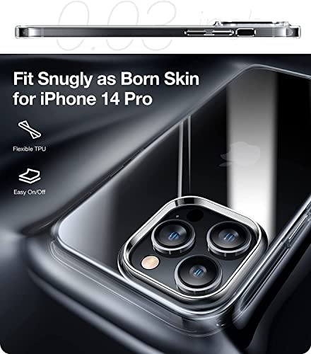 TORRAS Crystal Clear Designed for iPhone 14 Pro Case, [Anti-Yellowing][Ultra-Thin] Military Grade Drop Protection, Slim iPhone 14 Pro Case Clear, Scratch-Resistant Transparent TPU Phone Cover, Clear