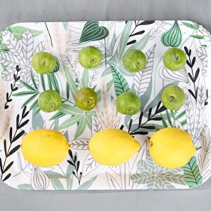 FlosSolis 15.1"x11.3" Serving Tray Set of 2 Leaf Design, Melamine Rectangular Serving Tray/Platters Stackable Sturdy and Easy Clean for Serving Serving Food,Fruit,Desserts,Breakfast,Meals,BPA Free